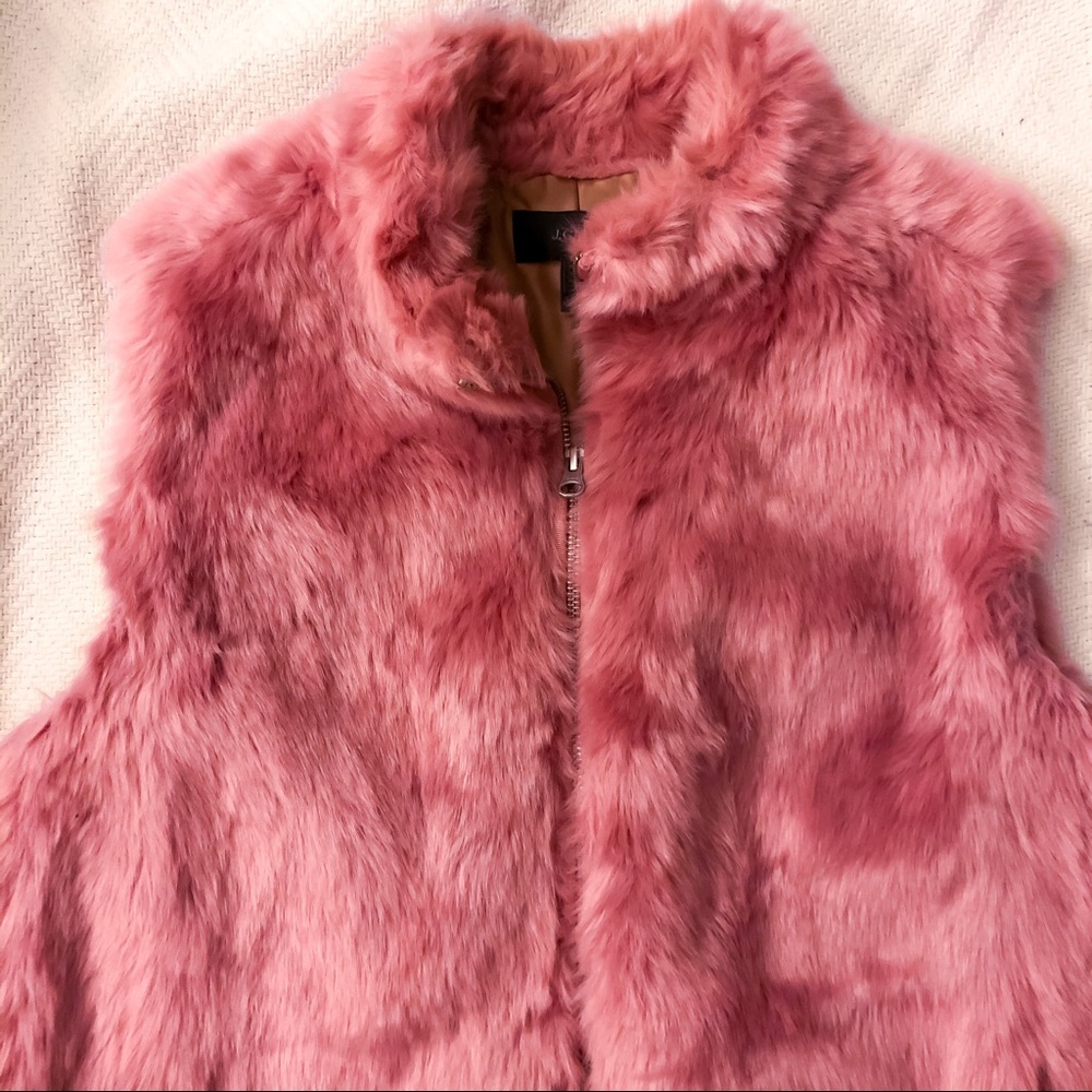 J. Crew pink faux fur vest